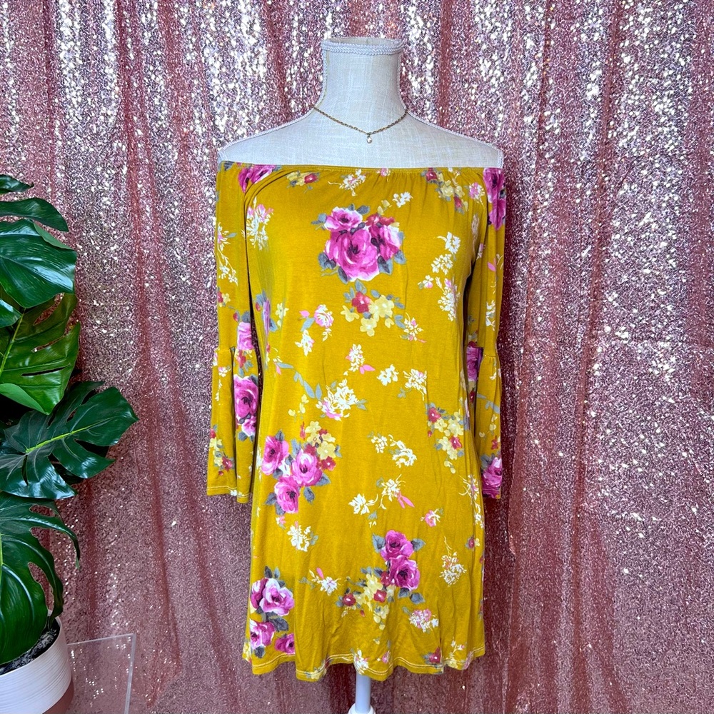 Yellow floral tunic top/dress